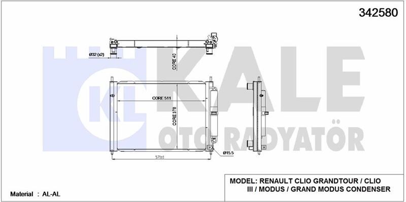 Clio 3-III Motor Su Radyatörü (Klimasız) 1.5 Dci K9K (2004-2012) 8200138788 -Kale