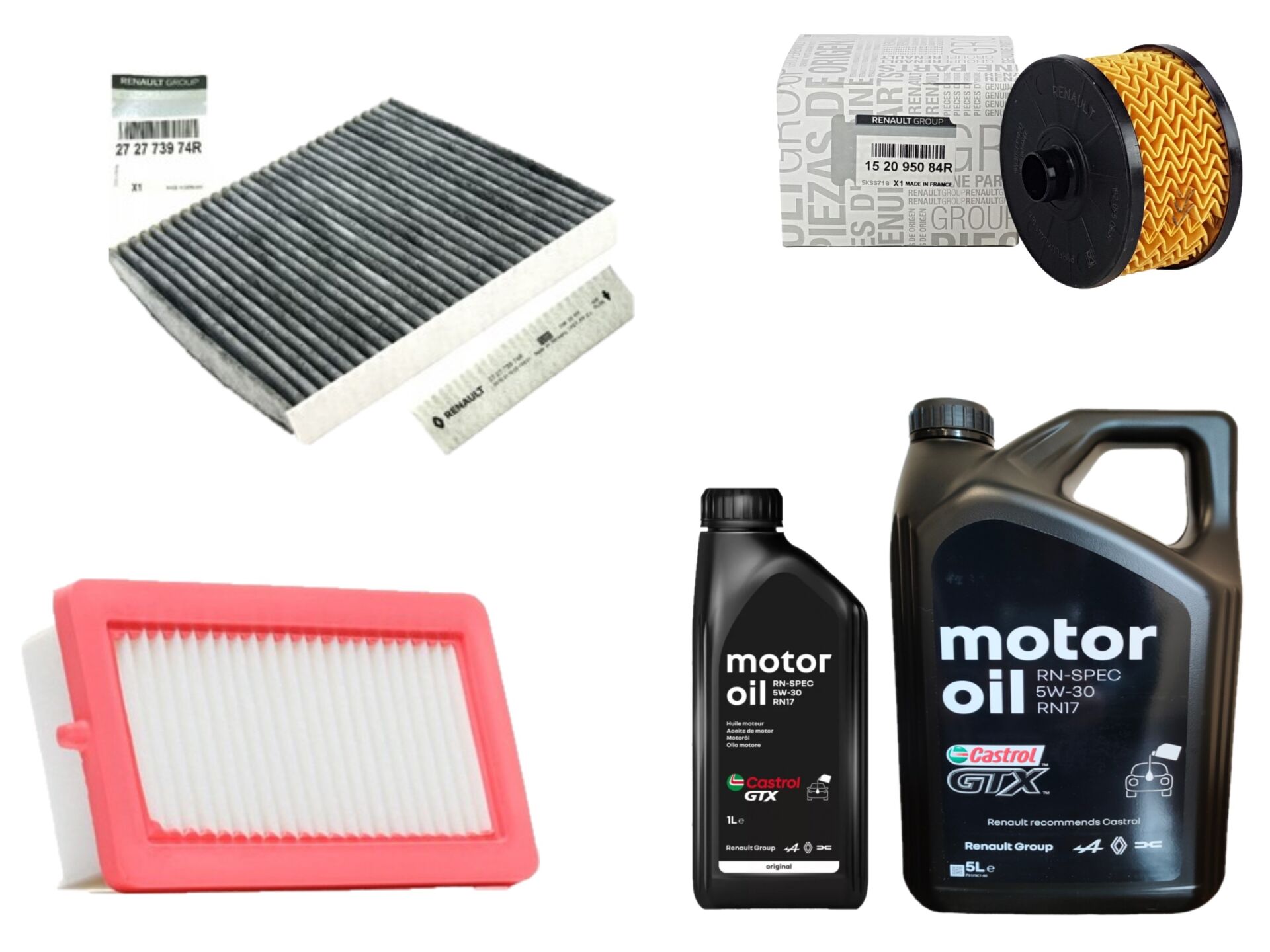 Duster 2-II Yağ Bakım Seti 1.0 Tce H4D 2018-> (Motor Yağı+Yağ+Hava+Polen Filtresi )