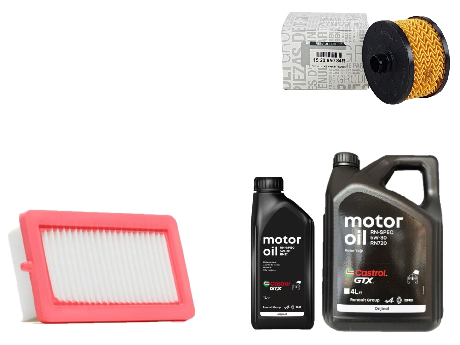 Duster 2-II Yağ Bakım Seti 1.0 Tce H4D 2018-> (Motor Yağı+Yağ+Hava Filtresi)