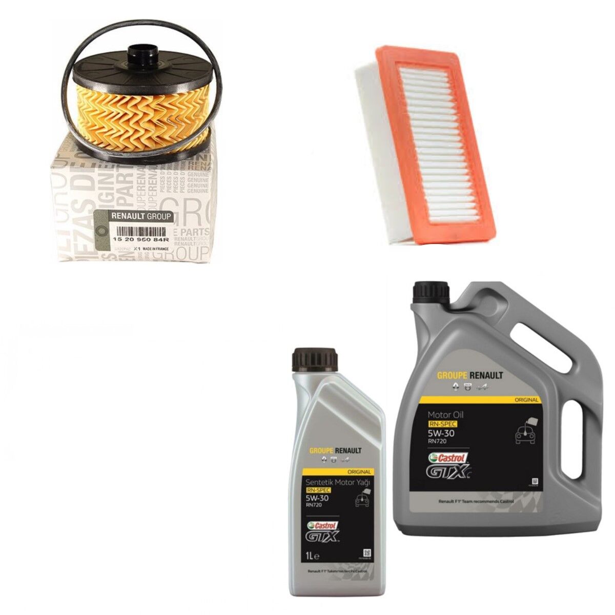 Duster 2-II Yağ Bakım Seti 1.0 Tce H4D 2018-> (Motor Yağı+Yağ+Hava Filtresi)