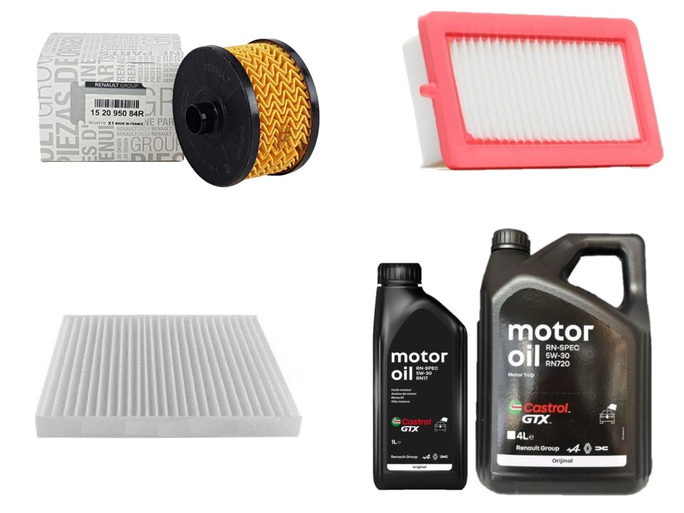 Duster 2-II Yağ Bakım Seti 1.3 Tce H5H 2018-> (Motor Yağı+Yağ+Hava+Polen Filtresi)