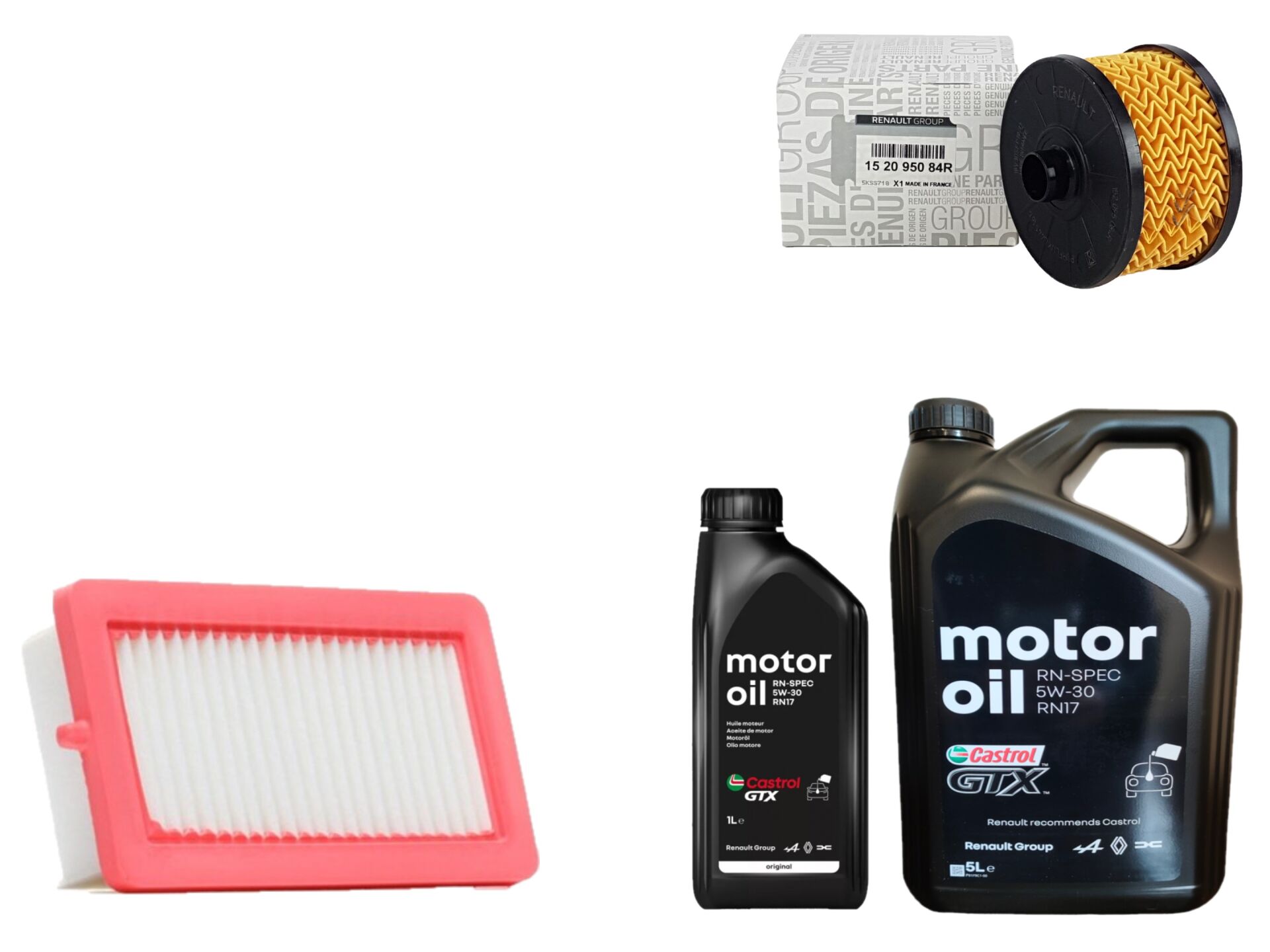 Duster 2-II Yağ Bakım Seti 1.3 Tce H5H 2018-> (Motor Yağı+Yağ+Hava Filtresi)