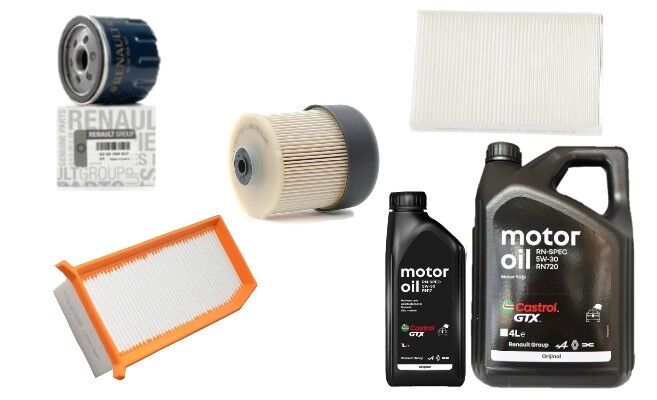 Clio 4-IV Captur 1-I Yağ Bakım Seti 1.5 Dci K9K (2013-2020)(Motor Yağı+ Yağ+Hava+Polen+Mazot Filtre)