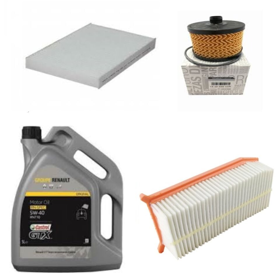 Clio 4-IV Captur 1-I Yağ Bakım Seti 0.9 Tce H4B-1.2 Tce H5F(13-20)Motor Yağı+Yağ+Hava+Polen Filtre