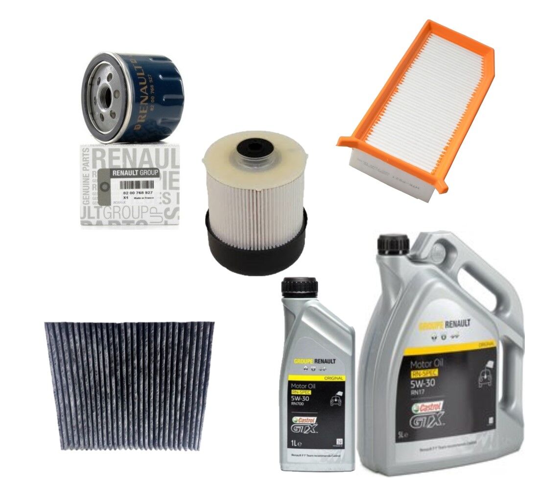 Logan Sandero 2-II Yağ Bakım Seti 1.5 Dci K9K (2013-2020)(Motor Yağı+Yağ+Hava+Polen+Mazot Filtre)