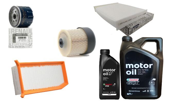 Lodgy Dokker Yağ Bakım Seti 1.5 Dci K9K (2013-2020)(Motor Yağı+Yağ+Hava+Polen+Mazot Filtre)