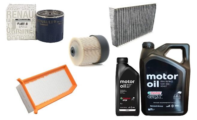 Duster 1-I Yağ Bakım Seti 1.5 Dci K9K (2013-2017)(Motor Yağı+Yağ+Hava+Polen+Mazot Filtre)