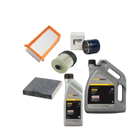 Duster 1-I Yağ Bakım Seti 1.5 Dci K9K (2013-2017)(Motor Yağı+Yağ+Hava+Polen+Mazot Filtre)