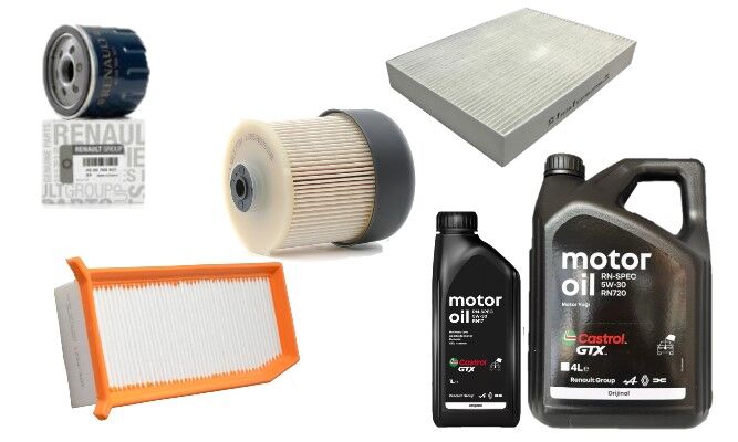 Lodgy Dokker Yağ Bakım Seti 1.5 Dci K9K (2013-2020)(Motor Yağı+ Yağ+Hava+Polen+Mazot Filtre)