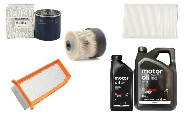 Duster 1-I Yağ Bakım Seti 1.5 Dci K9K (2013-2017)(Motor Yağı+ Yağ+Hava+Polen+Mazot Filtre)