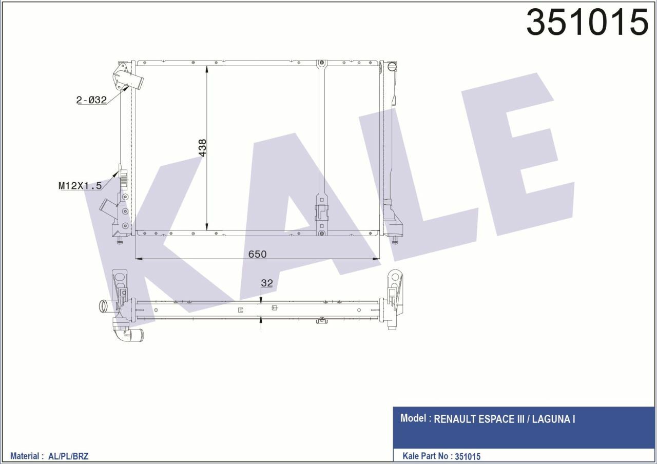 Espace 3-III Motor Su Radyatörü 2.2D G8T (Dizel) 7701040662 -Kale