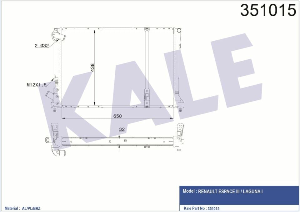 Espace 3-III Motor Su Radyatörü 2.2D G8T (Dizel) 7701040662 -Kale