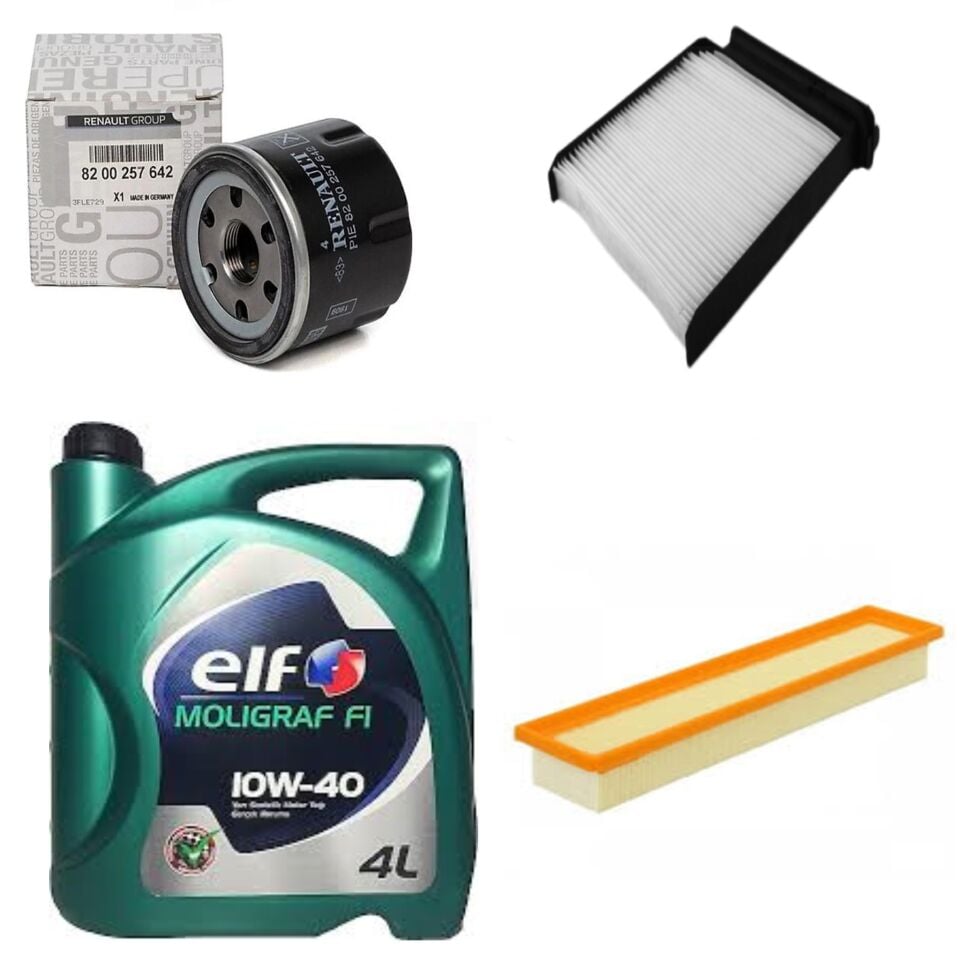 Clio 3-III Modus Yağ Bakım Seti 1.2 16V D4F (2003-2012)(Motor Yağı+Yağ +Hava+Polen Filtre )