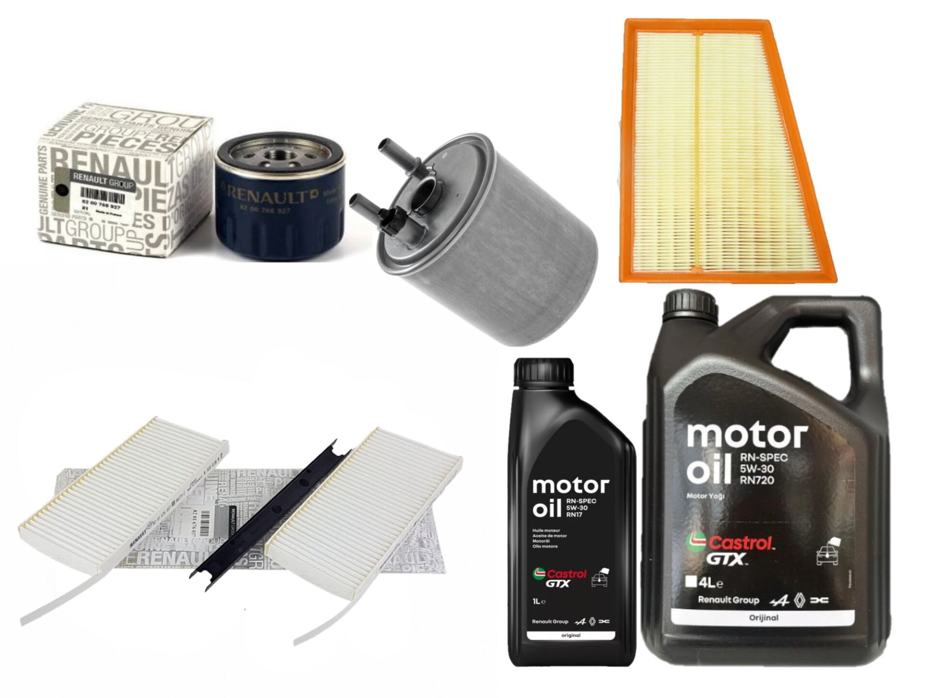 Kangoo 3-III Yağ Bakım Seti 1.5 Dci K9K  (2013-2020) (Motor Yağı+Yağ+Hava+Polen+Mazot Filtre )