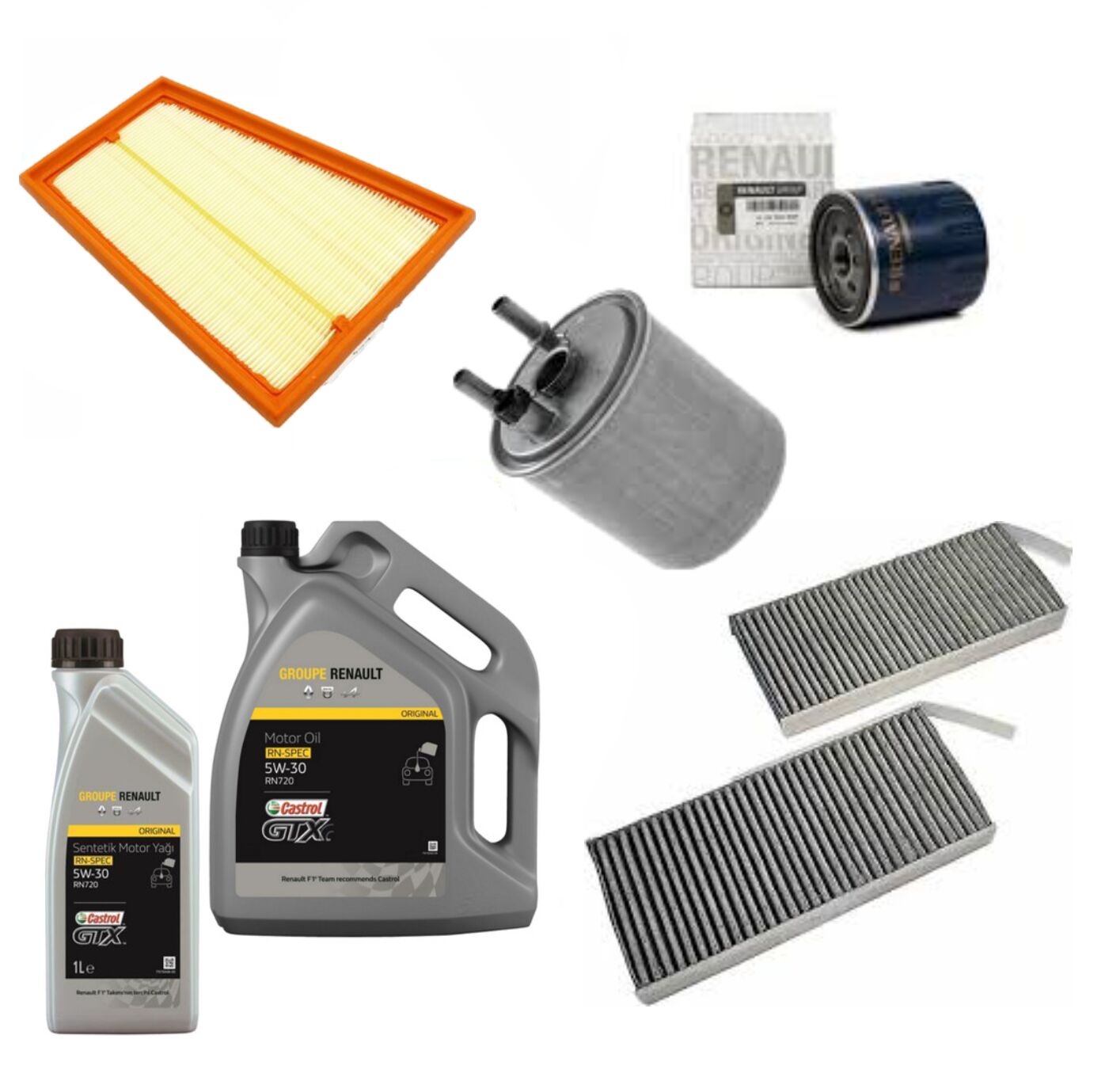 Kangoo 3-III Yağ Bakım Seti 1.5 Dci K9K  (2013-2020) (Motor Yağı+Yağ+Hava+Polen+Mazot Filtre )