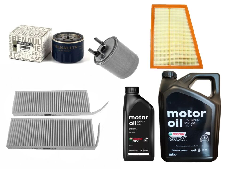Kangoo 3-III Yağ Bakım Seti 1.5 Dci K9K  (2013-2020) (Motor Yağı+Yağ+Hava+Polen+ Mazot Filtre )
