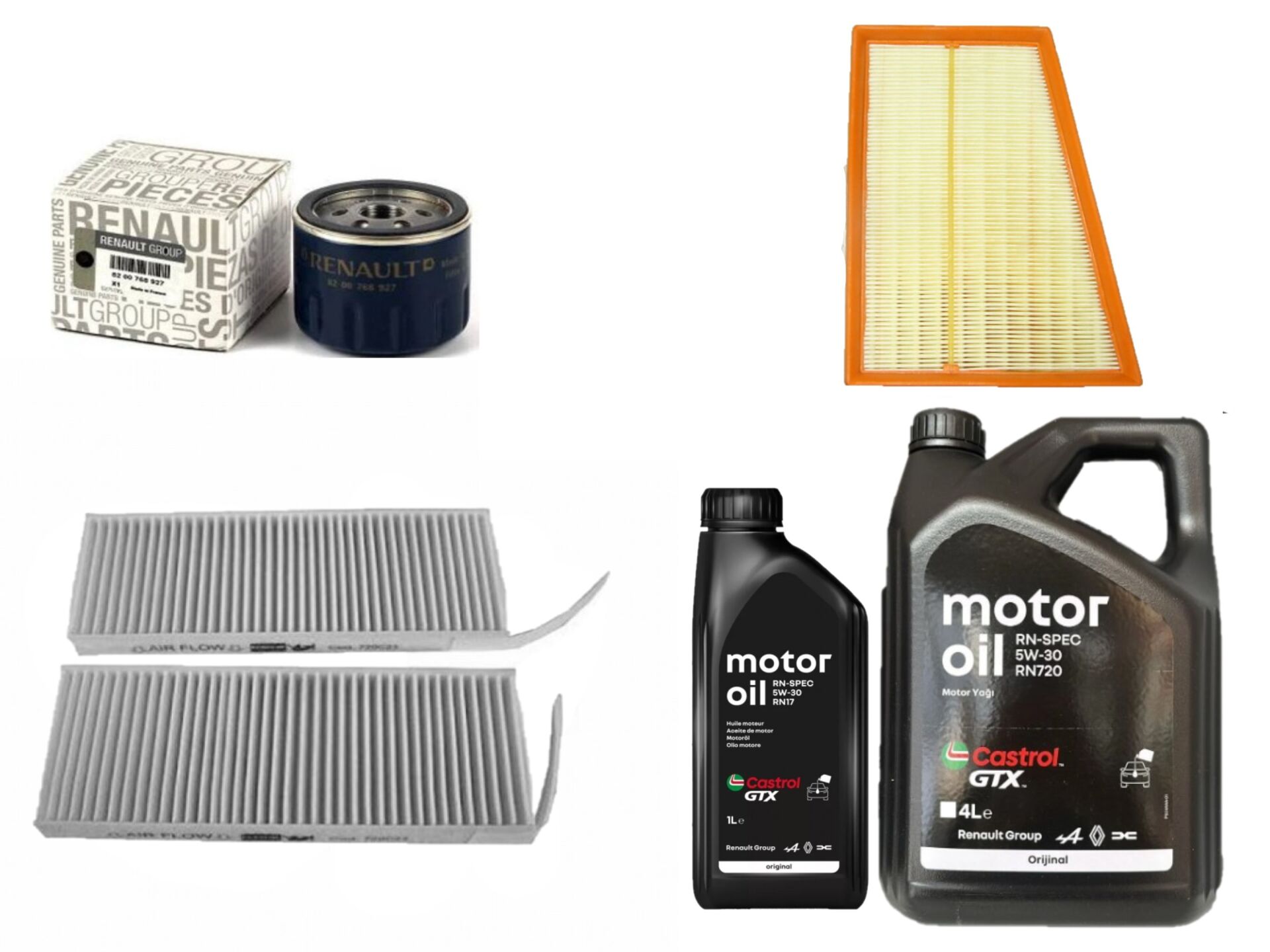 Kangoo 3-III Yağ Bakım Seti 1.5 Dci K9K  (2013-2020) (Motor Yağı+Yağ+Hava+ Polen Filtre )