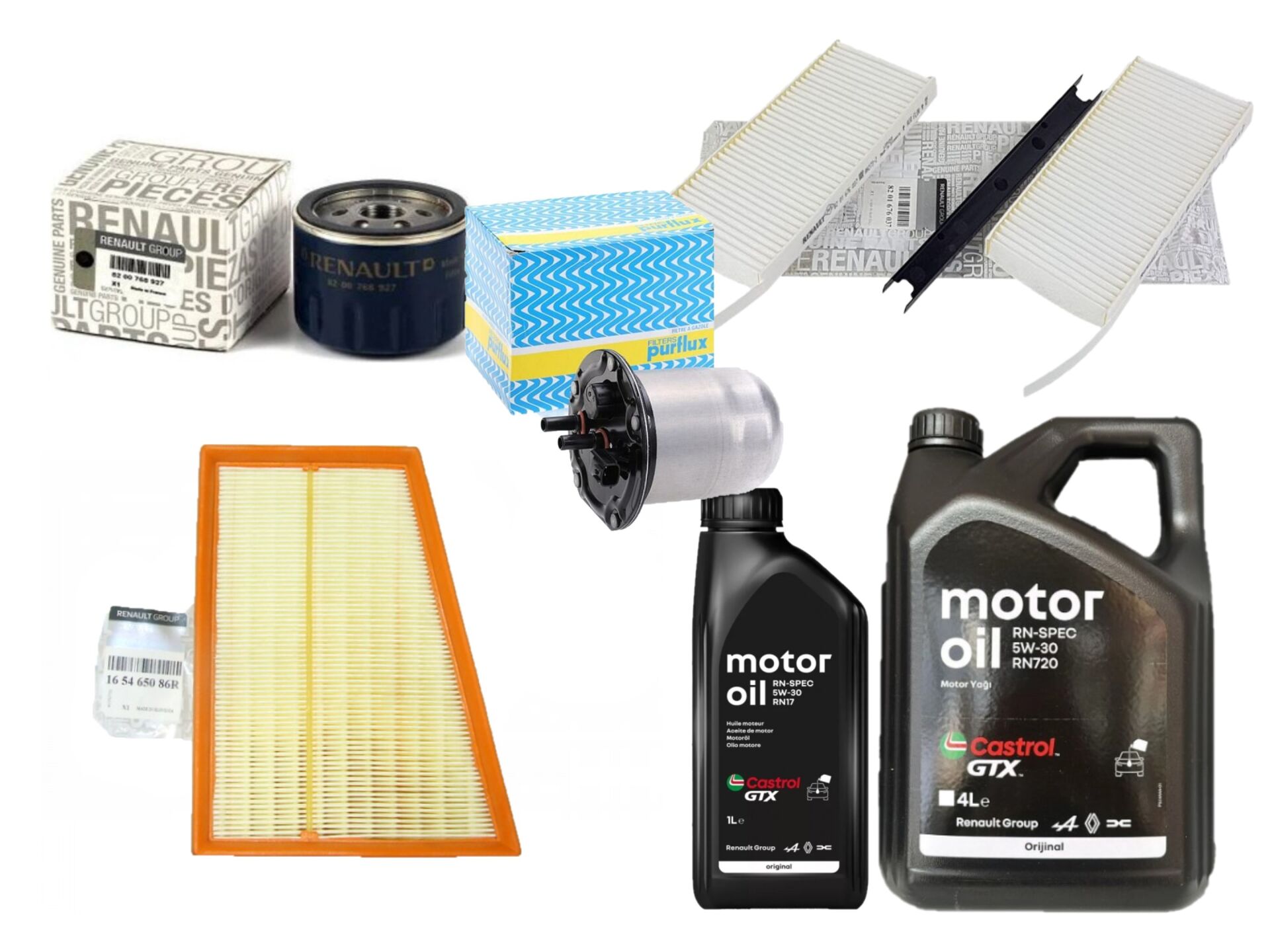 Kangoo 4-IV Yağ Bakım Seti 1.5 Dci K9K  2020-> (Motor Yağı+Yağ+Hava+Polen +Mazot Filtre)