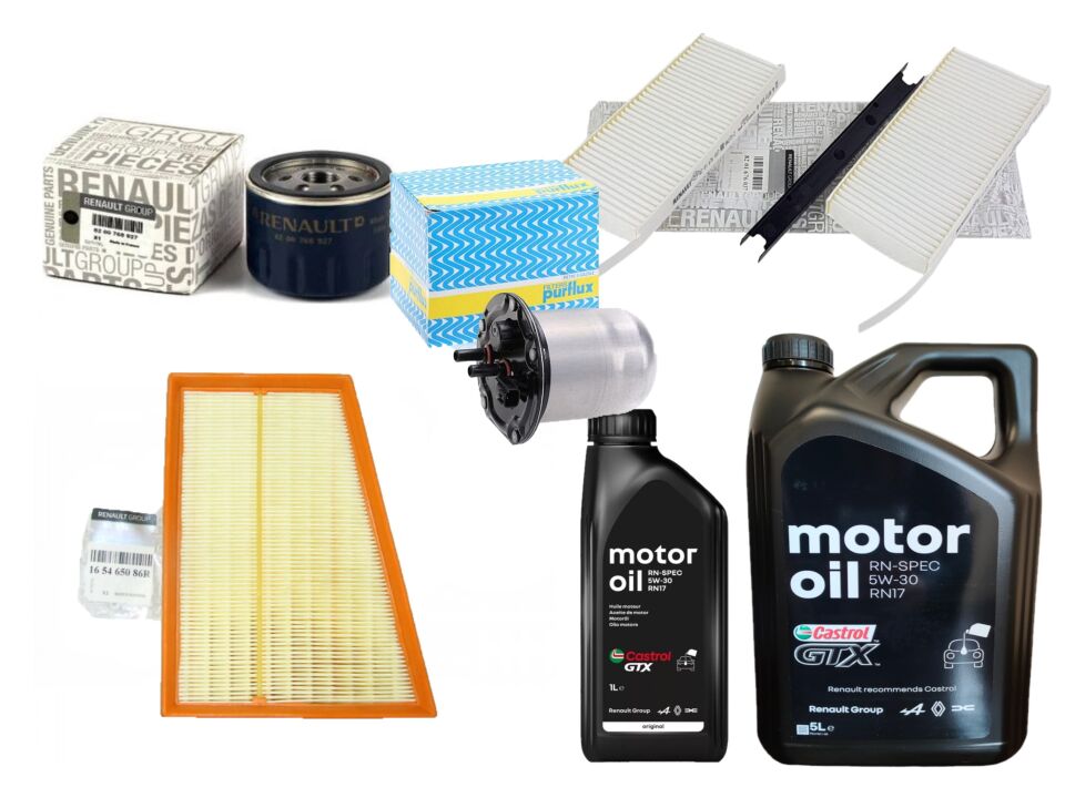 Kangoo 4-IV Yağ Bakım Seti 1.5 Dci K9K  2020-> (Motor Yağı+Yağ+Hava+Polen +Mazot Filtre)