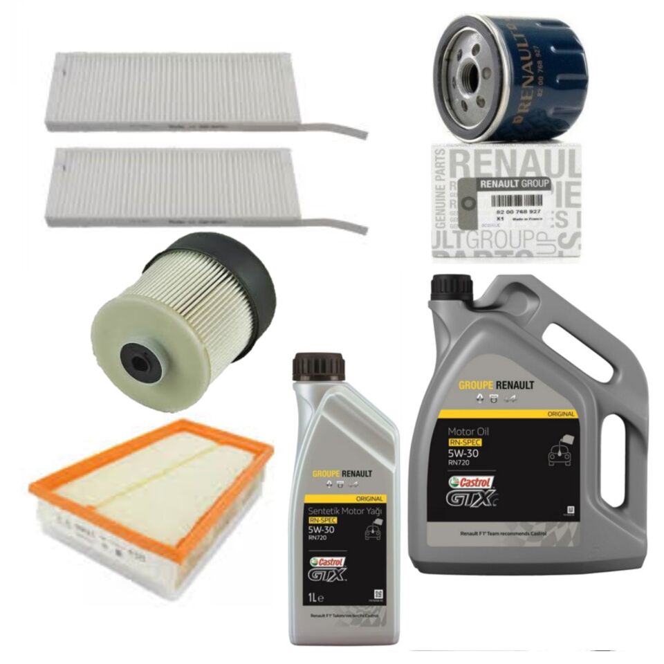 Kangoo 4-IV Yağ Bakım Seti 1.5 Dci K9K  2020-> (Motor Yağı+Yağ+Hava+Polen+Mazot Filtre)