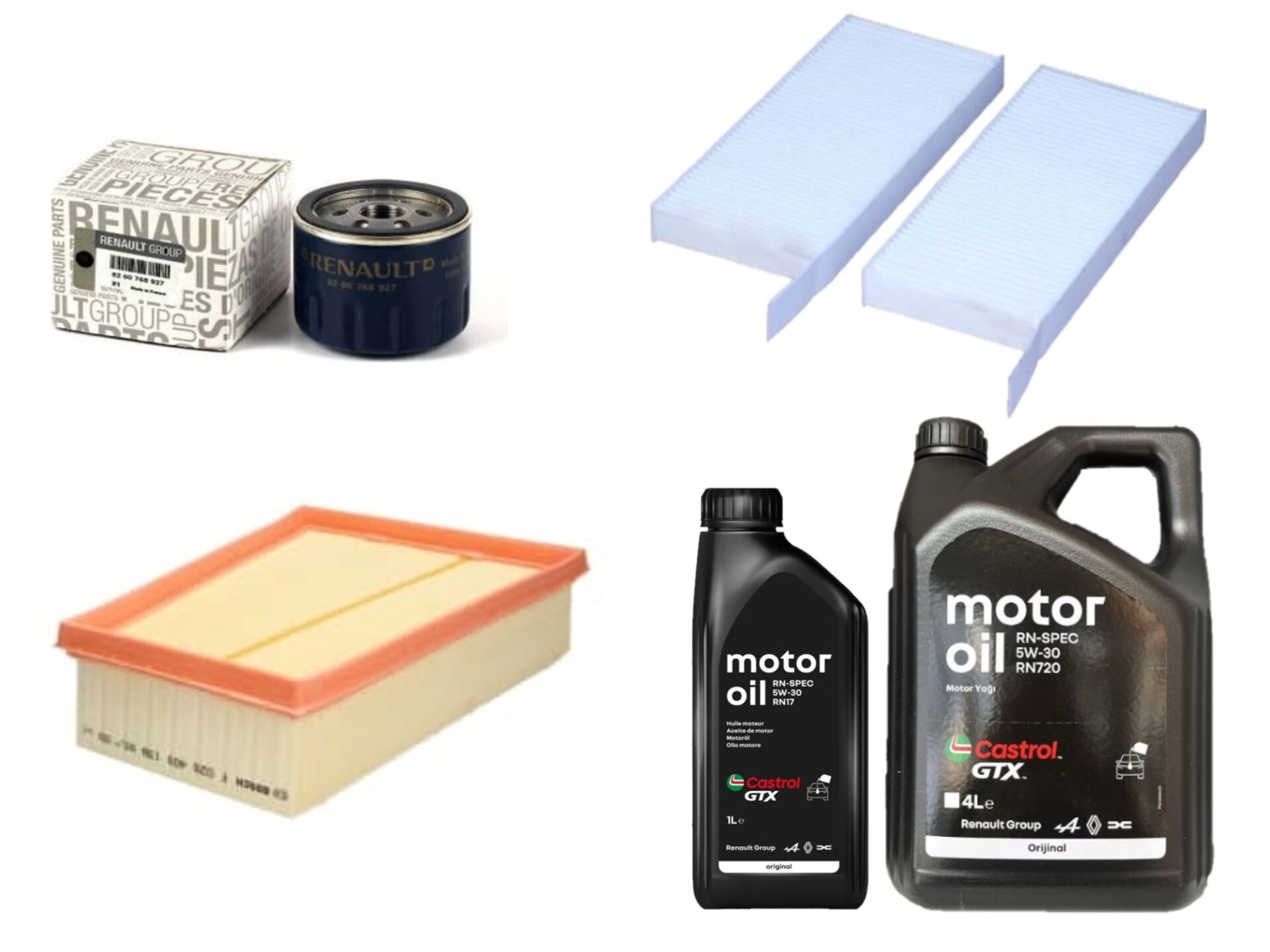 Kangoo 4-IV Yağ Bakım Seti 1.5 Dci K9K  2020-> (Motor Yağı+Yağ+Hava+ Polen Filtre)