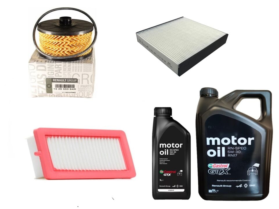 Clio 5-V Captur 2-II Yağ Bakım Seti 1.3 Tce H5H 2020-> (Motor Yağı+Yağ+Hava+ Polen Filtre )