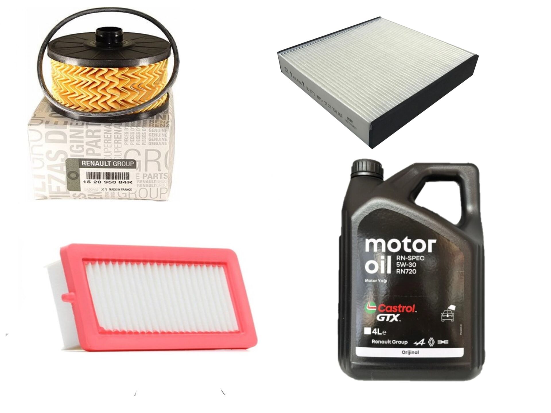 Clio 5-V Captur 2-II Yağ Bakım Seti 1.0 Sce B4D 2020-> (Motor Yağı+Yağ+Hava+Polen Filtre )