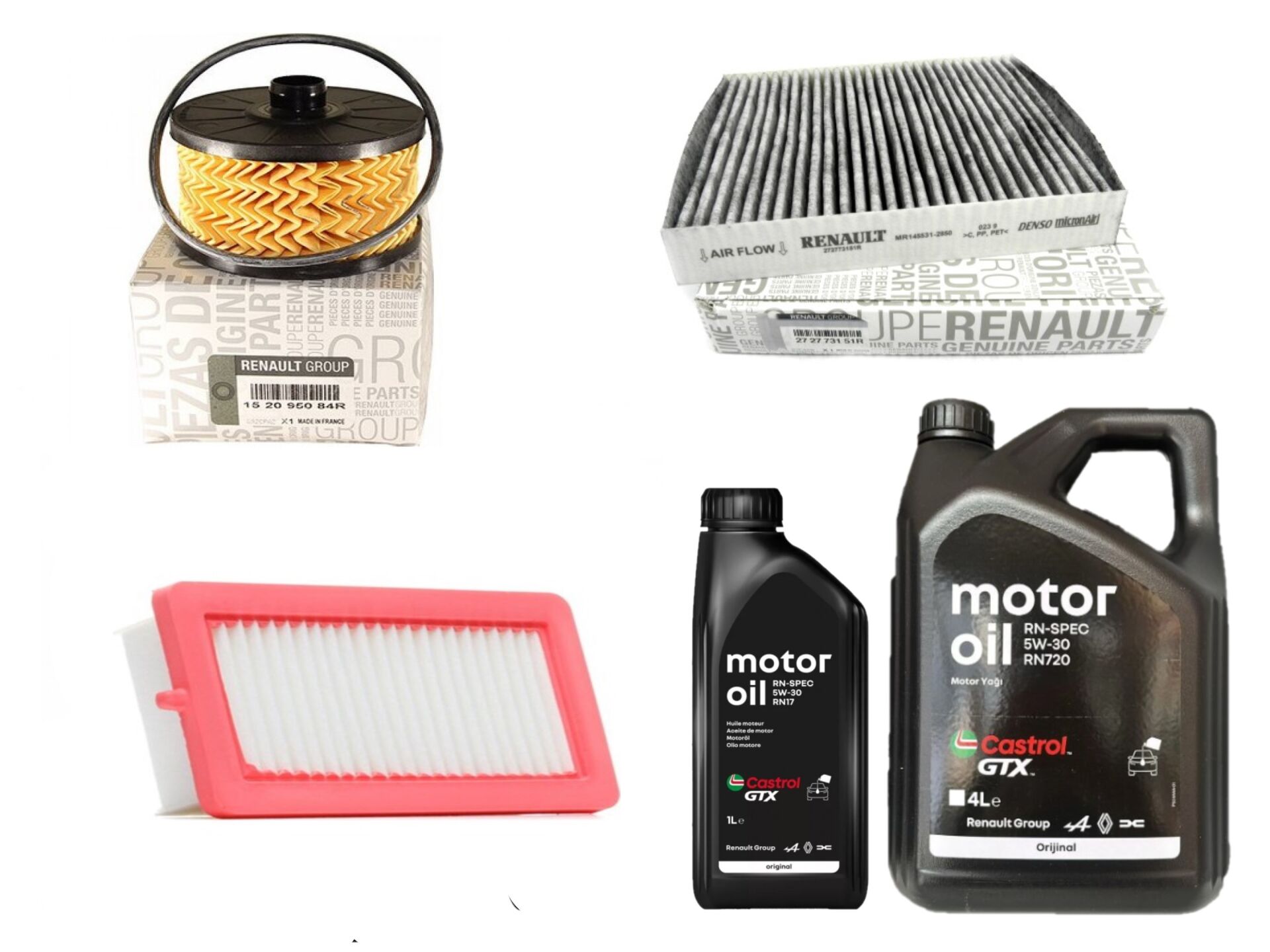 Taliant Sandero 3-III Yağ Bakım Seti 1.3 Tce H5H 2020-> (Motor Yağı+Yağ+Hava+Polen Filtre )