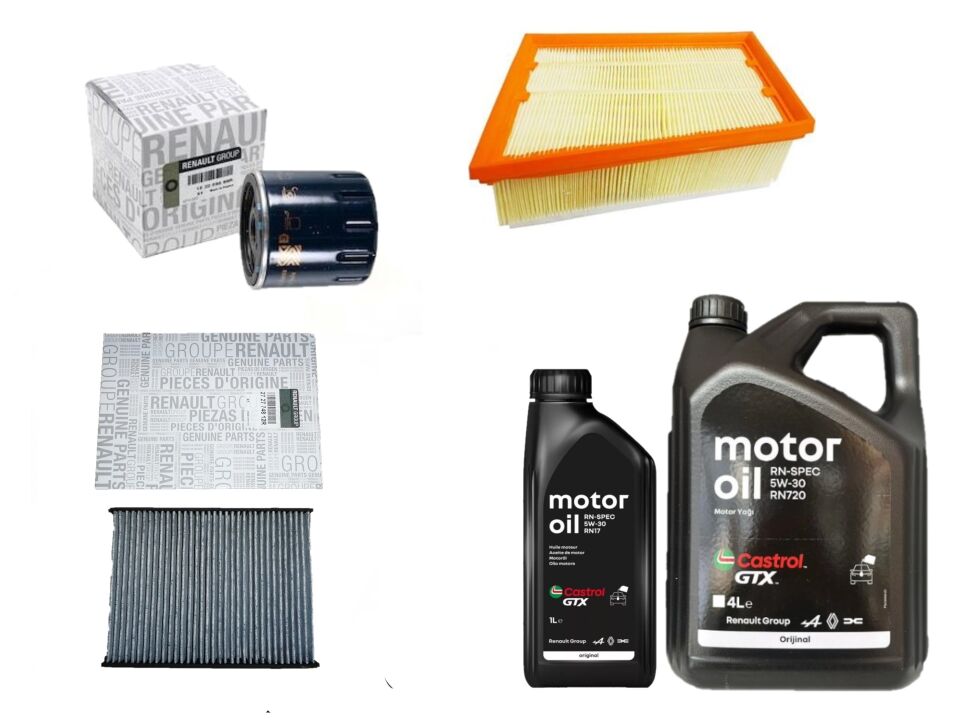 Megane 4-IV Talisman Yağ Bakım Seti 1.5 Dci K9K 2016-> (Motor Yağı+Yağ+Hava+Polen Filtre )
