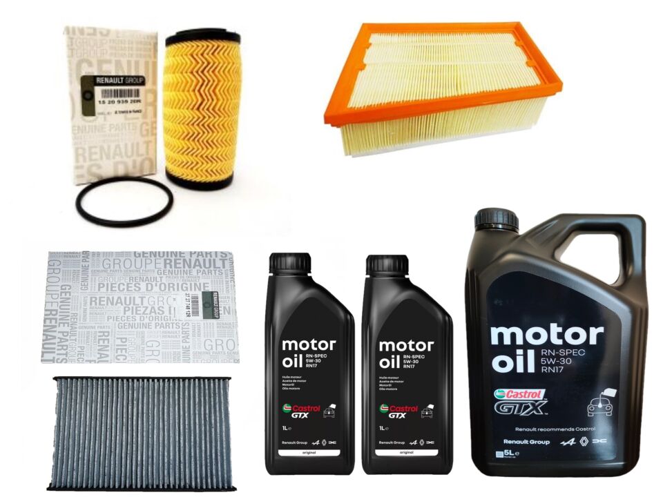 Megane 4-IV Talisman Yağ Bakım Seti 1.6 Dci R9M 2016-> (Motor Yağı+Yağ+Hava+Polen Filtre )