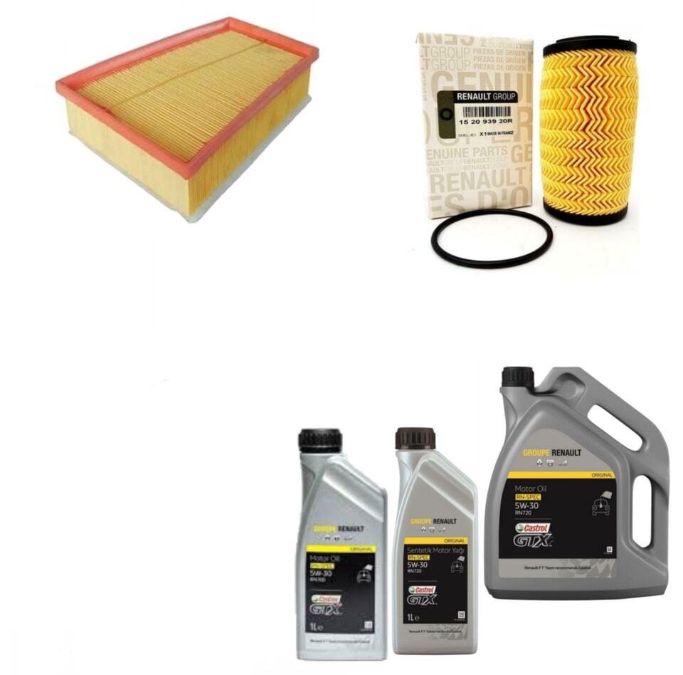Megane 4-IV Talisman Yağ Bakım Seti 1.6 Dci R9M 2016-> (Motor Yağı+Yağ+Hava Filtre )