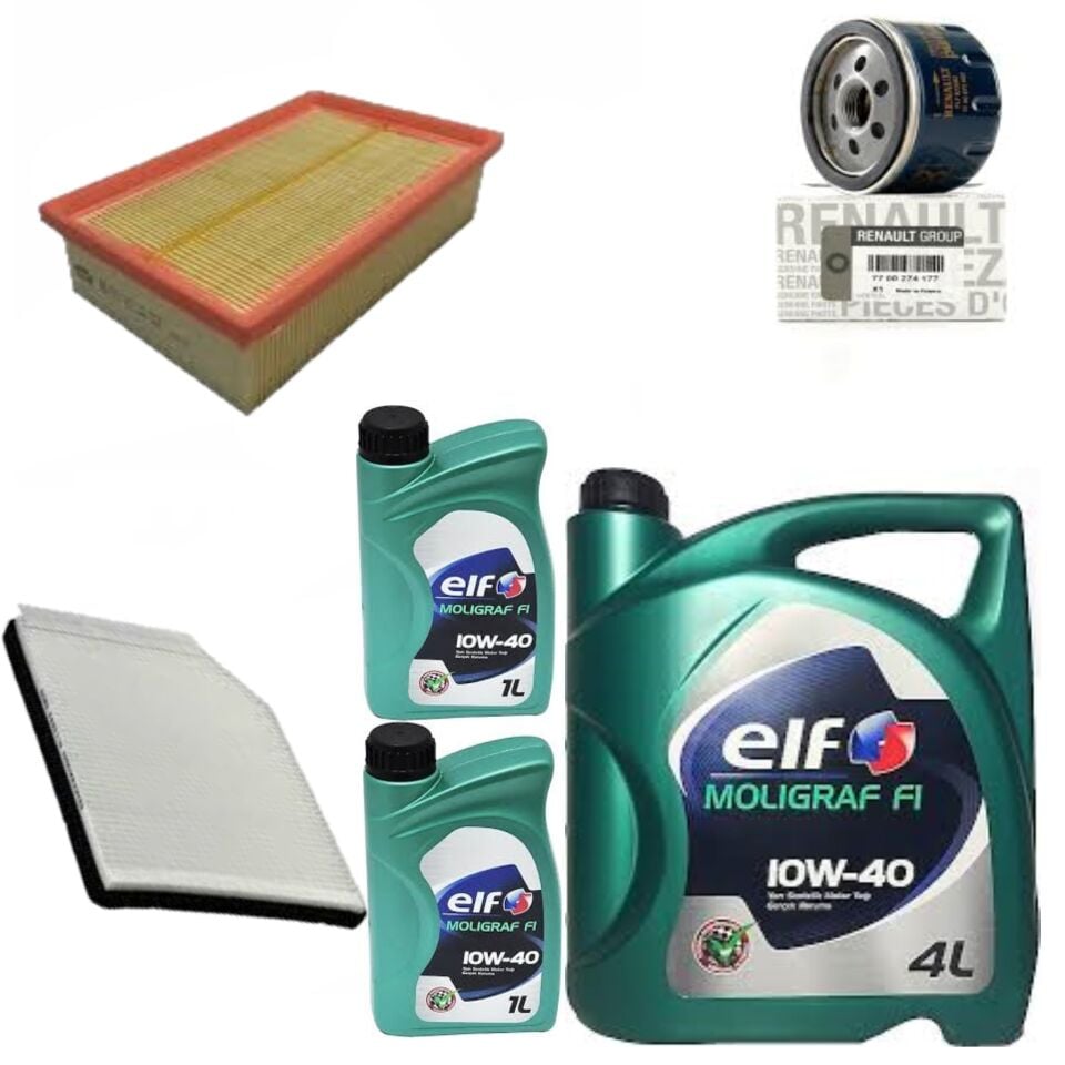 Laguna 1-I Yağ Bakım Seti 2.0 16V N7Q Volvo Motor (1994-1998) (Motor Yağı+Yağ+Hava+Polen Filtre)