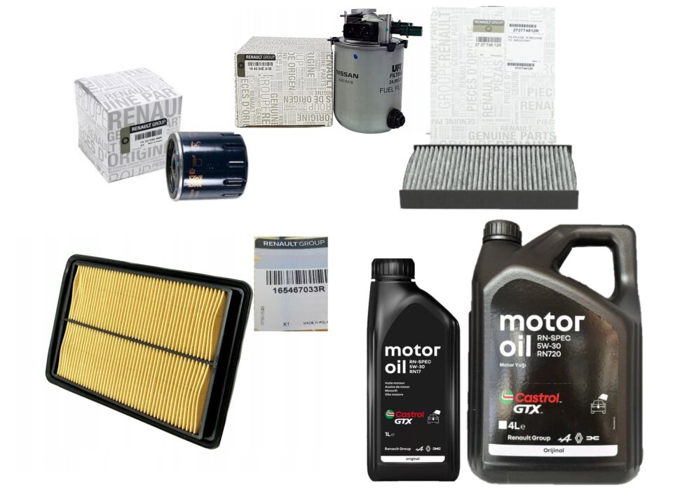 Kadjar Yağ Bakım Seti 1.5 Dci K9K (2013-2022) (Motor Yağı+Yağ+Hava+Polen+Mazot Filtre)