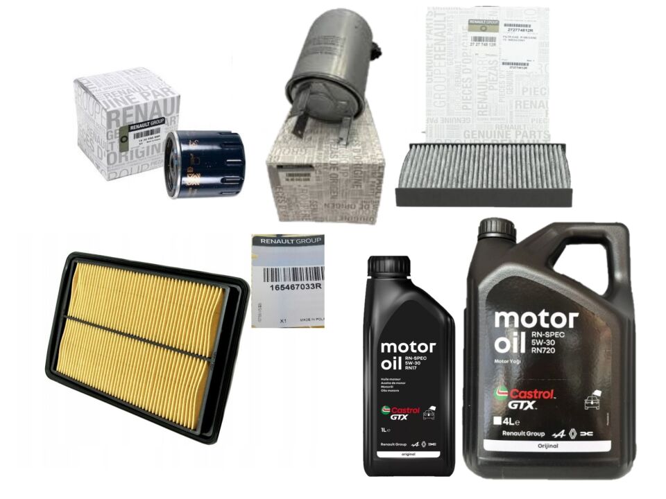 Kadjar Yağ Bakım Seti 1.5 Dci K9K (2013-2022) (Motor Yağı+Yağ+Hava+Polen+Mazot Filtre)