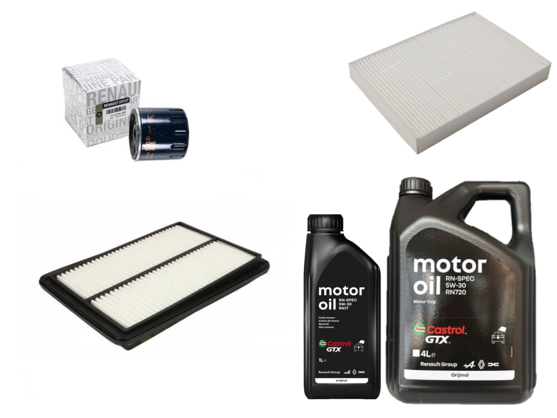 Kadjar Yağ Bakım Seti 1.5 Dci K9K (2013-2022) (Motor Yağı+Yağ +Hava + Polen Filtre)