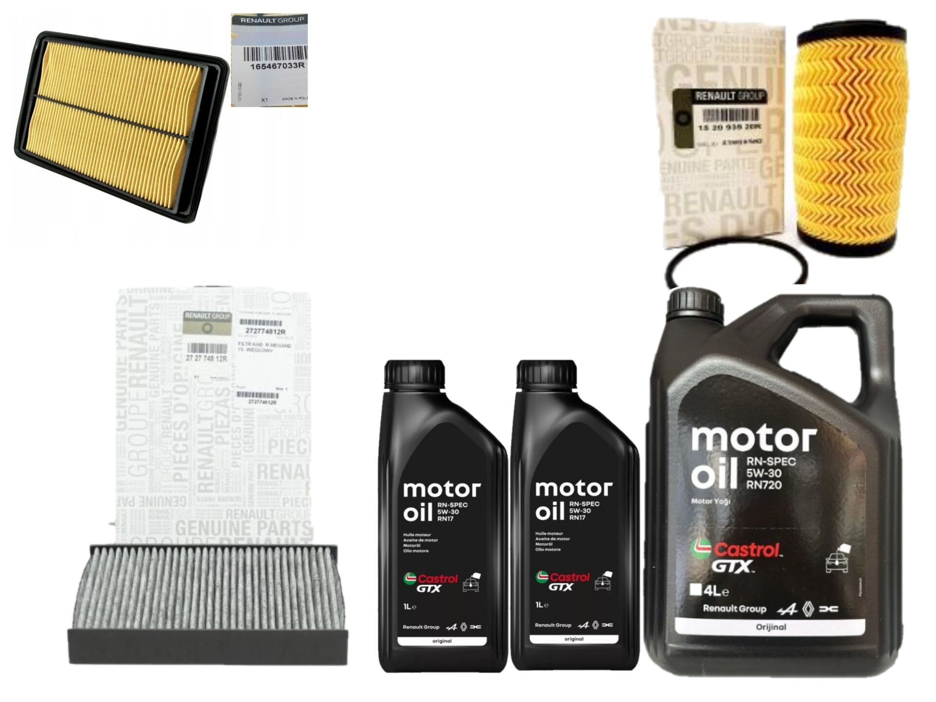 Kadjar Yağ Bakım Seti 1.6 Dci R9M (2013-2022) (Motor Yağı+Yağ+Hava+Polen Filtre)