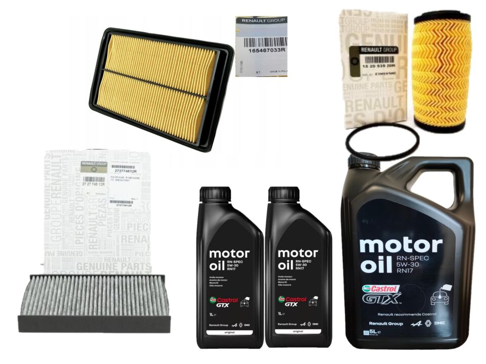 Kadjar Yağ Bakım Seti 1.6 Dci R9M (2013-2022) (Motor Yağı+Yağ+Hava+Polen Filtre)