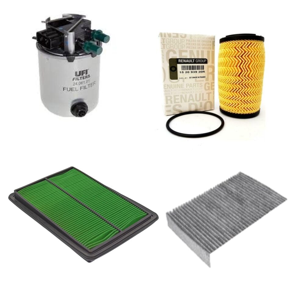 Kadjar Filtre Bakım Seti 1.6 Dci R9M (2013-2022) (Yağ+Hava+Polen+Mazot Filtre )