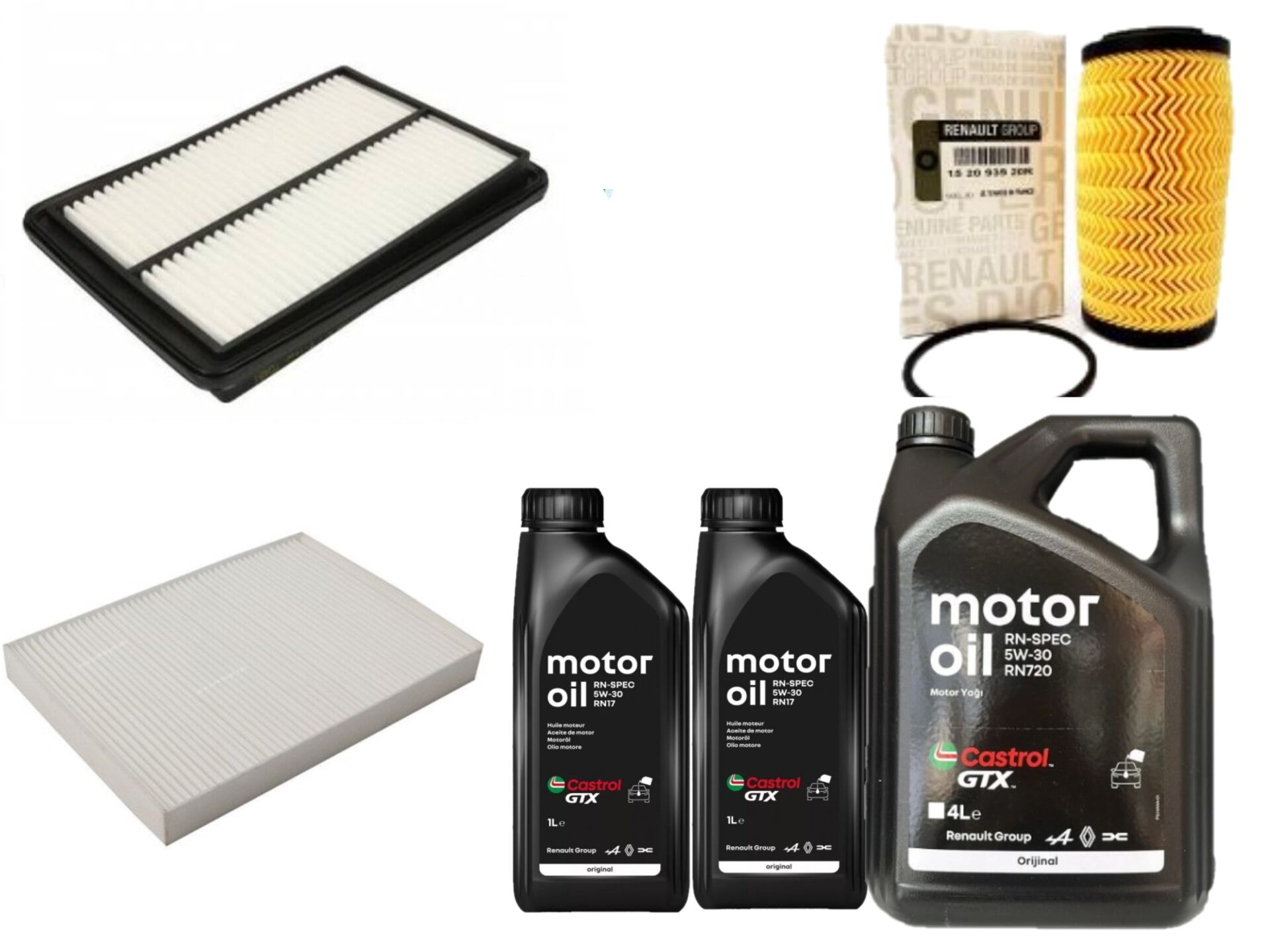 Kadjar Yağ Bakım Seti 1.6 Dci R9M (2013-2022) (Motor Yağı+Yağ +Hava + Polen Filtre)