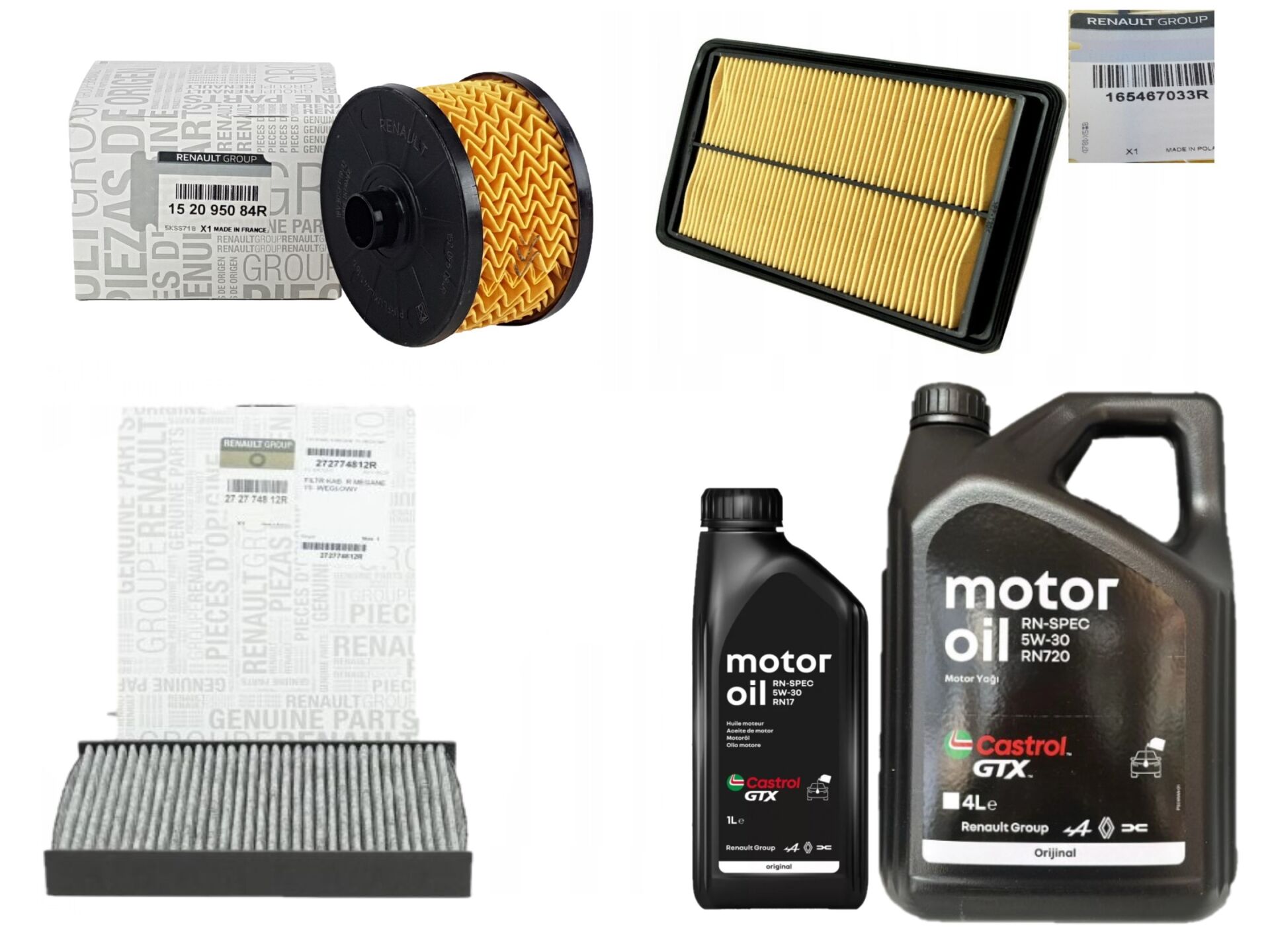 Kadjar Yağ Bakım Seti 1.2 Tce H5F (2013-2022) (Motor Yağı+Yağ+Hava+Polen Filtre)