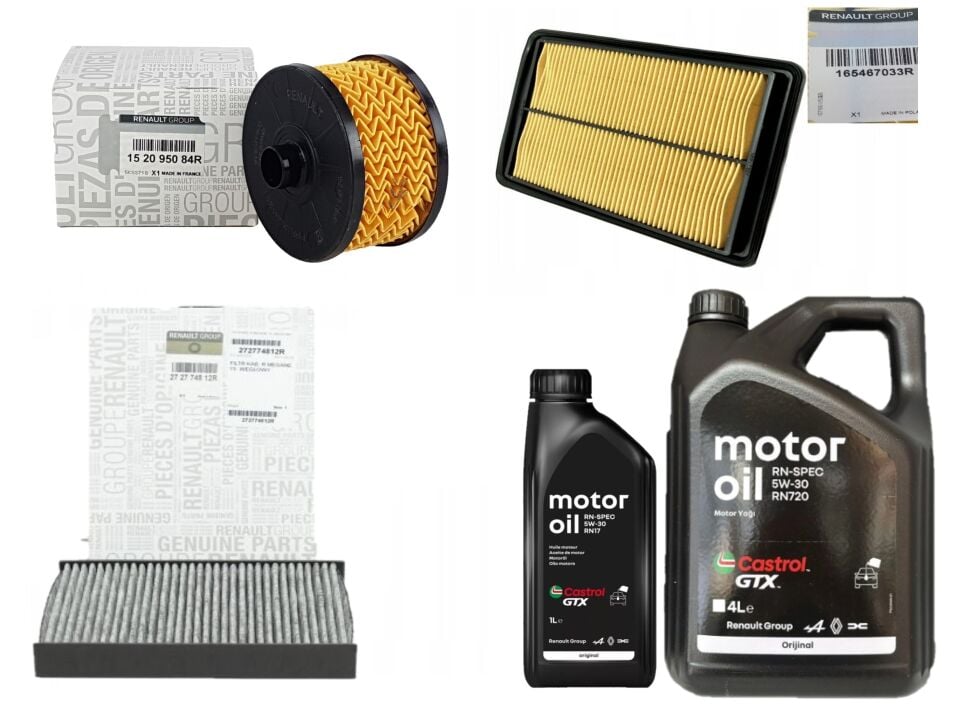 Kadjar Yağ Bakım Seti 1.2 Tce H5F (2013-2022) (Motor Yağı+Yağ+Hava+Polen Filtre)
