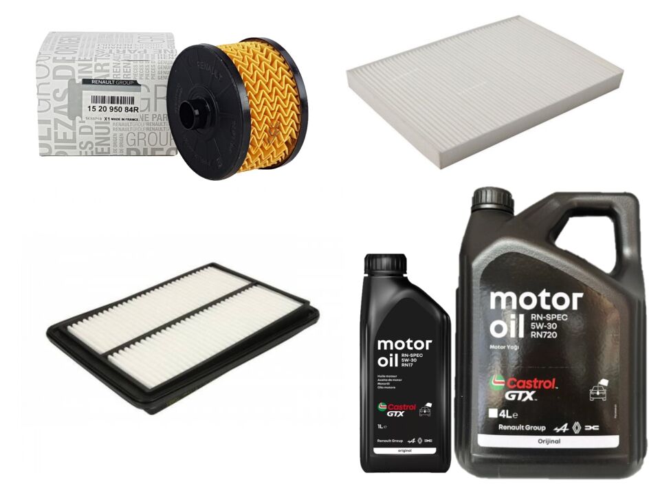 Kadjar Yağ Bakım Seti 1.2 Tce H5F (2013-2022) (Motor Yağı+Yağ+Hava+ Polen Filtre)